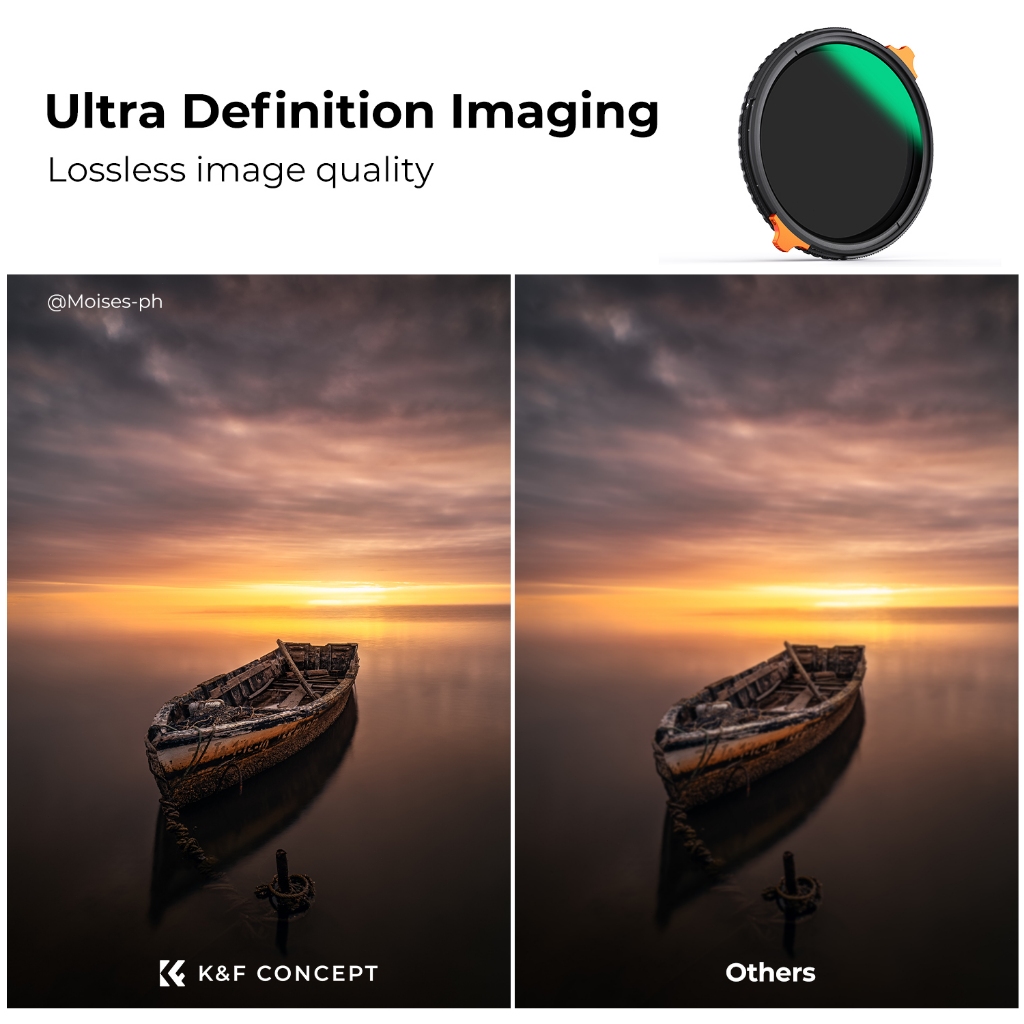 K&F CONCEPT NANO-X 2-in-1 CPL +ND4-64 with orange lever adjustable HD camera lens filter