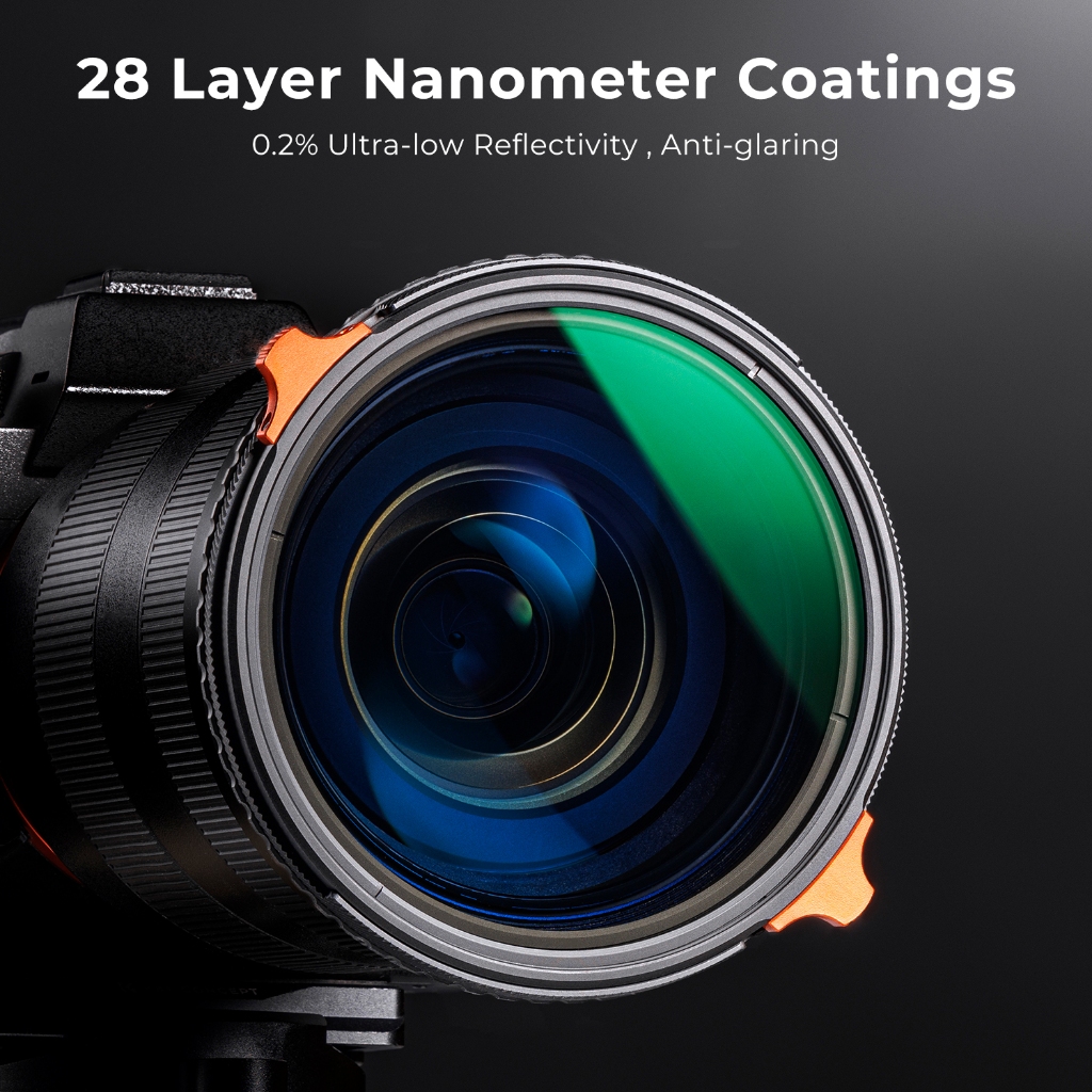 K&F CONCEPT NANO-X 2-in-1 CPL +ND4-64 with orange lever adjustable HD camera lens filter