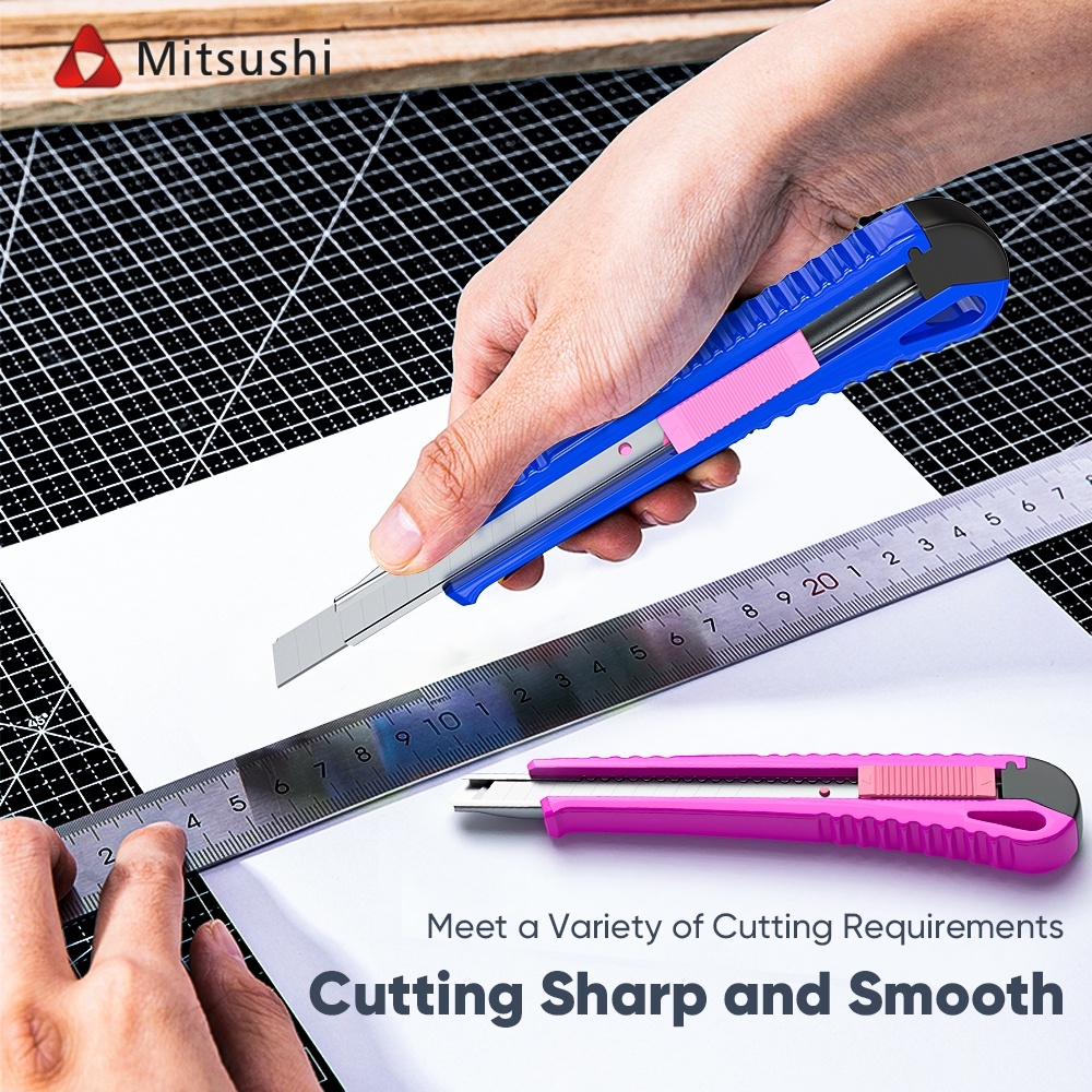 Mitsushi ชุดมีดคัตเตอร์ 1/2pcs ล็อคอัตโนมัติ มีดคัตเตอร์  คมกริบ มีดคัตเตอร์อ Cutter