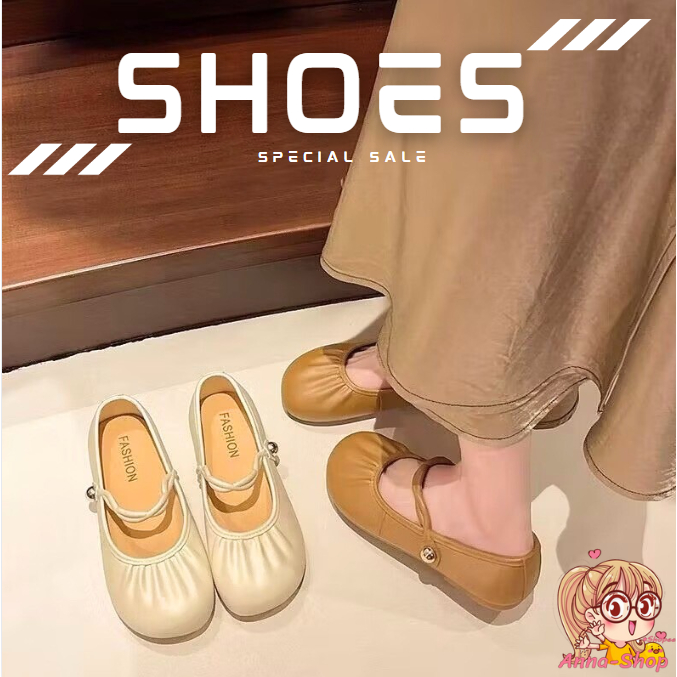 Anna shop รองเท้าคัชชู รองเท้าผู้หญิงแฟชั่น ทรงมินิมอล งาน PVC มาใหม่ T330