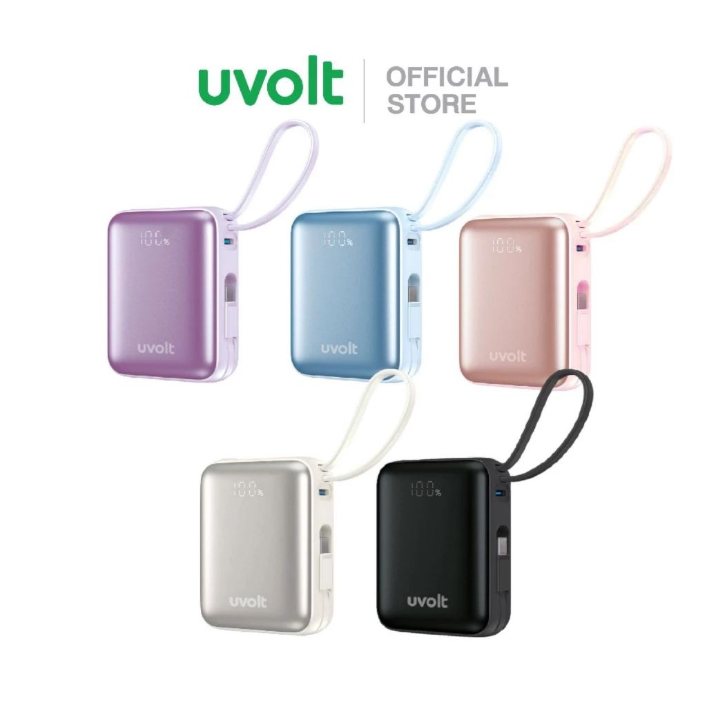 Uvolt UVP10C-04 พาวเวอร์แบงค์ชาร์จไว 10000mAh สายในตัว PD22.5W Mini Powerbank Type-C [รับประกัน 2 ปี]