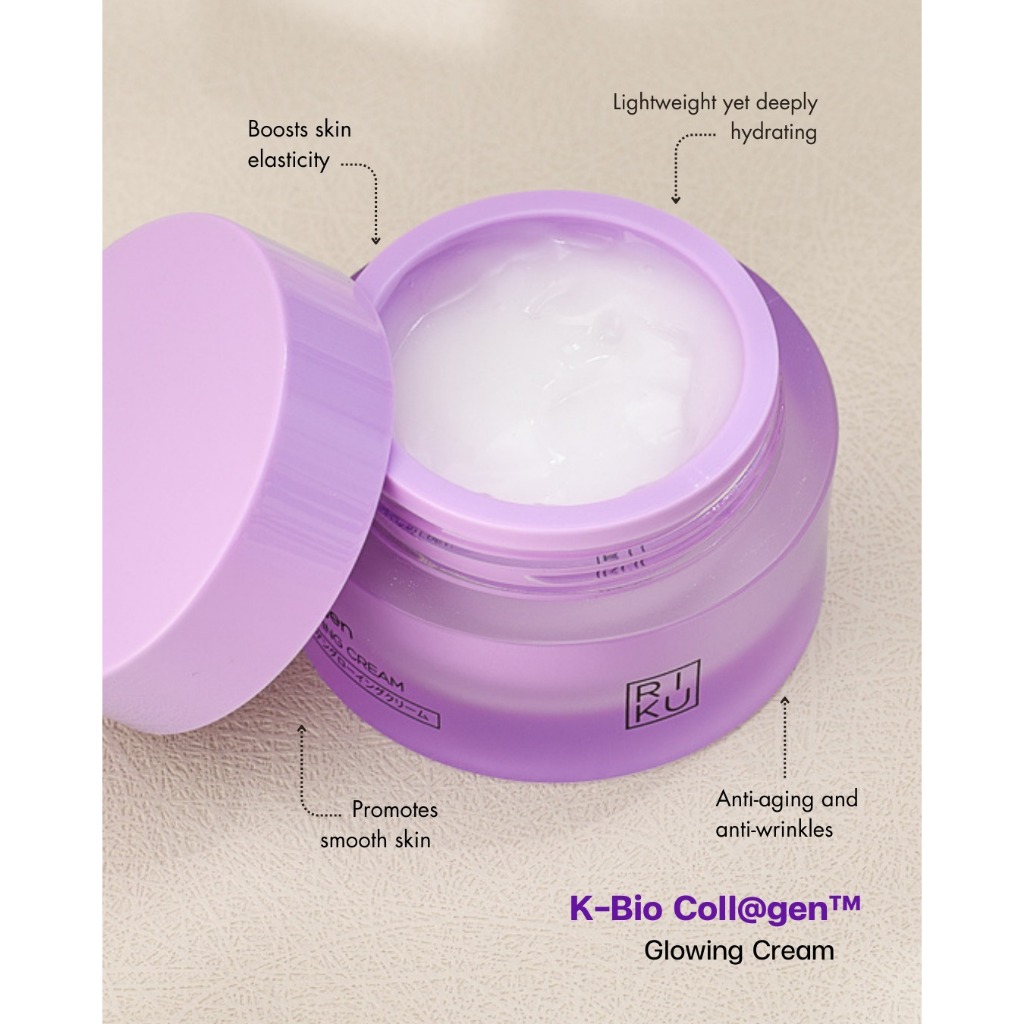 RIKU COLLAGEN GLOWING CREAM BIO Collagen เสริมสร้าง Collagen Type III ปรับผิวเนียน กระจ่างใส อิ่มน้ำ — صورة 2