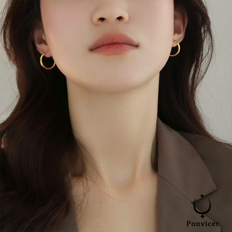 COD-ต่างหู Unisex ต่างหูสแตนเลสต่างหูเรียบง่ายต่างหูทรงกลมสีทึบ