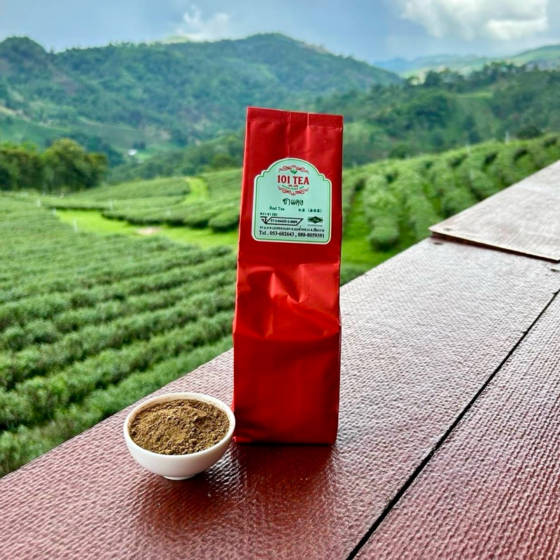 ไร่ชา 101 ชาแดงอู่หลงมัทฉะ เกรดพรีเมี่ยม ขนาด 200 g. ปราศจากน้ำตาล Oolong Red Tea Powder
