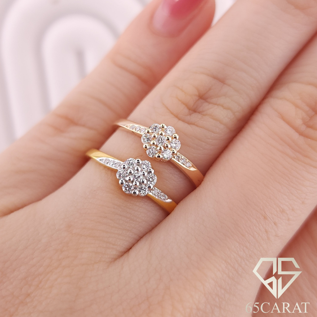 65Carat-แหวนเพชรกระจุก ฝังเพชรก้านแหวนเกลียว เพชรรวม17ตัง น้ำ98-100 รหัสRI650060