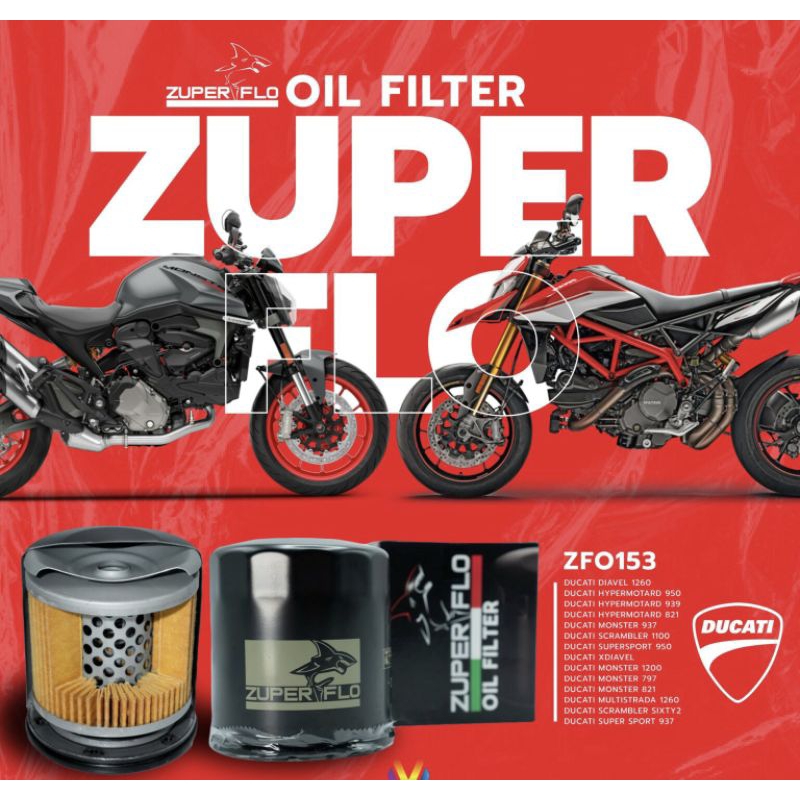 กรองน้ำมันเครื่อง DUCATI แบรนด์ZUPER FLO จากประเทศ อิตาลี