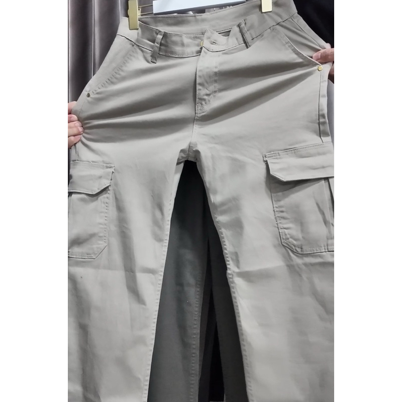 รุ่นC59 คาร์โก้ขากระบอกใหญ่ผ้ายืด 6กระเป๋า ปลายขา9-9.5นิ้ว (รุ่นนี้ต้องเจาะรังดุมเองนะคะ) - รูปที่ 3