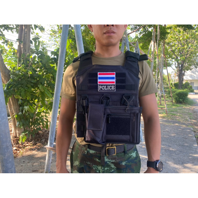 เสื้อเกราะ Camp Swat พร้อมแผ่นเพลทหน้าหลัง ปรับขนาดสั้นยาวได้