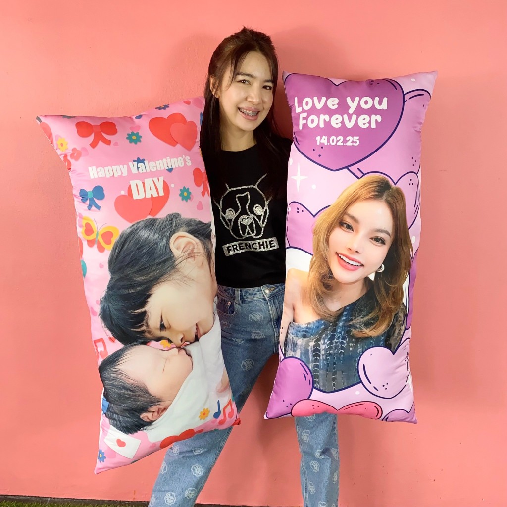 หมอนข้าง สกรีนรูปของเราเอง รูปสัตว์เลี้ยง ขนาด100x45cm