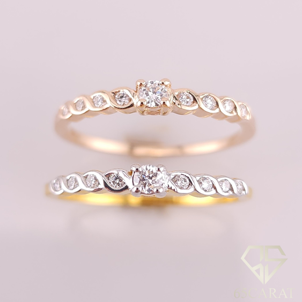 65Carat-แหวนเพชรชูก้านกระเปราะใบไม้ฝังเพชร เพชรรวม14ตัง น้ำ98-100 รหัสRI650062