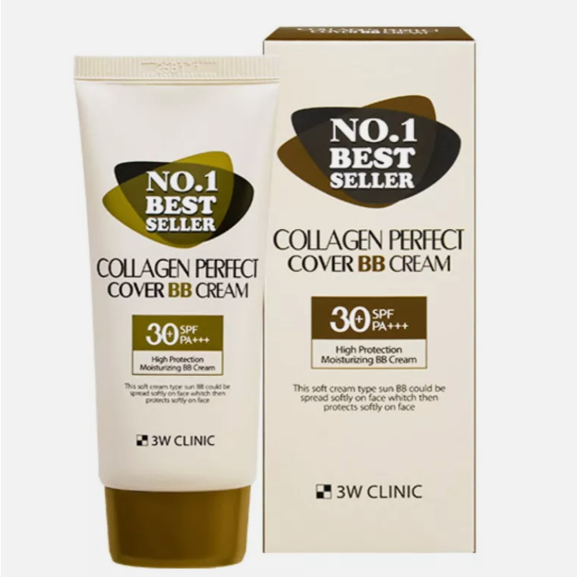 📌พร้อมส่ง ของแท้💯 3W CLINIC Collagen Perfect Cover BB Cream SPF30+ PA+++ กันแดดเนื้อบีีบีครีมสูตรคอล