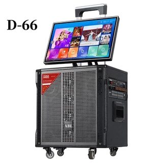 [1แถม6] D66 ลำโพงคาราโอเกะ 10 นิ้ว 200W กำลังสูงใช้กลางแจ้ง เบสแน่น รองรับ Bluetooth/Wi-Fi/HDMI มีล้อเคลื่อนย้ายง่าย