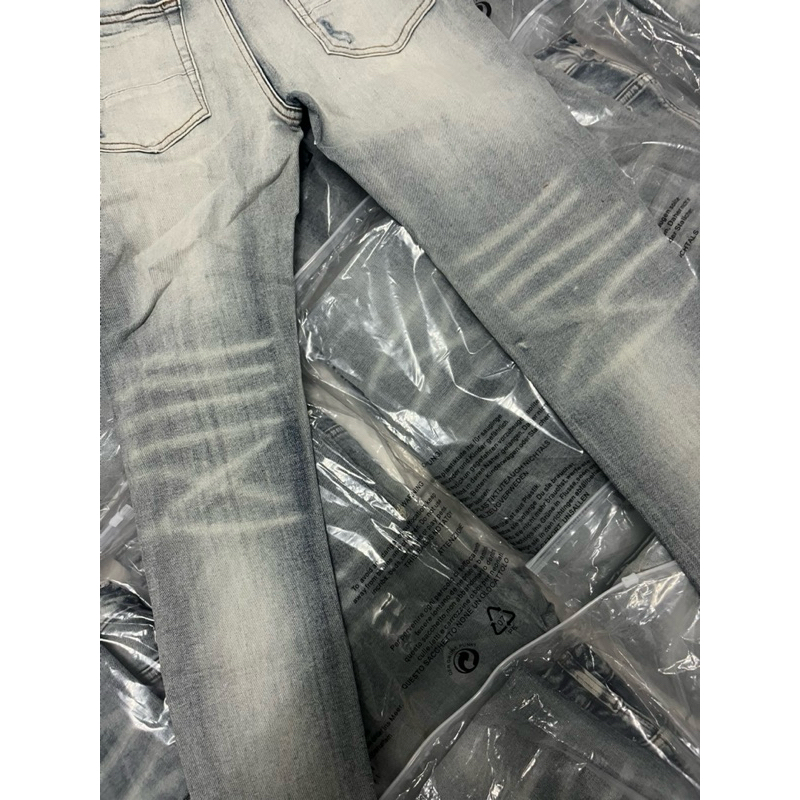 กางเกงยีนส์ฟอก เข่าดำ Am ผ้ายืดนุ่ม พร้อมถุง พร้อมส่งชาย-หญิง 7157 - รูปที่ 3