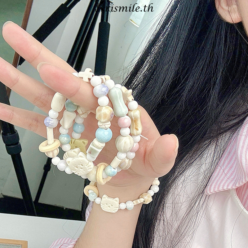 COD-ในไทย💖สร้อยข้อมือ แมวน้อยประดับลูกปัด น่ารักหวาน ความรู้สึกระดับไฮเอนด์ คู่รักผู้ชายและผู้หญิง เครื่องประดับแฟชั่น-K