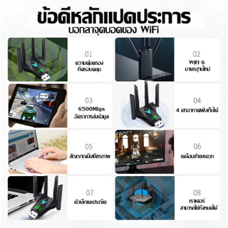 ตัวรับสัญญาณ wifi 6500Mbps (2.4GHz-5.8GHz USB) USB3.0 ตัวรับสัญญาณไวไฟ ตัวรับสัญญาณ ตัวรับสัญญาณไวไฟ