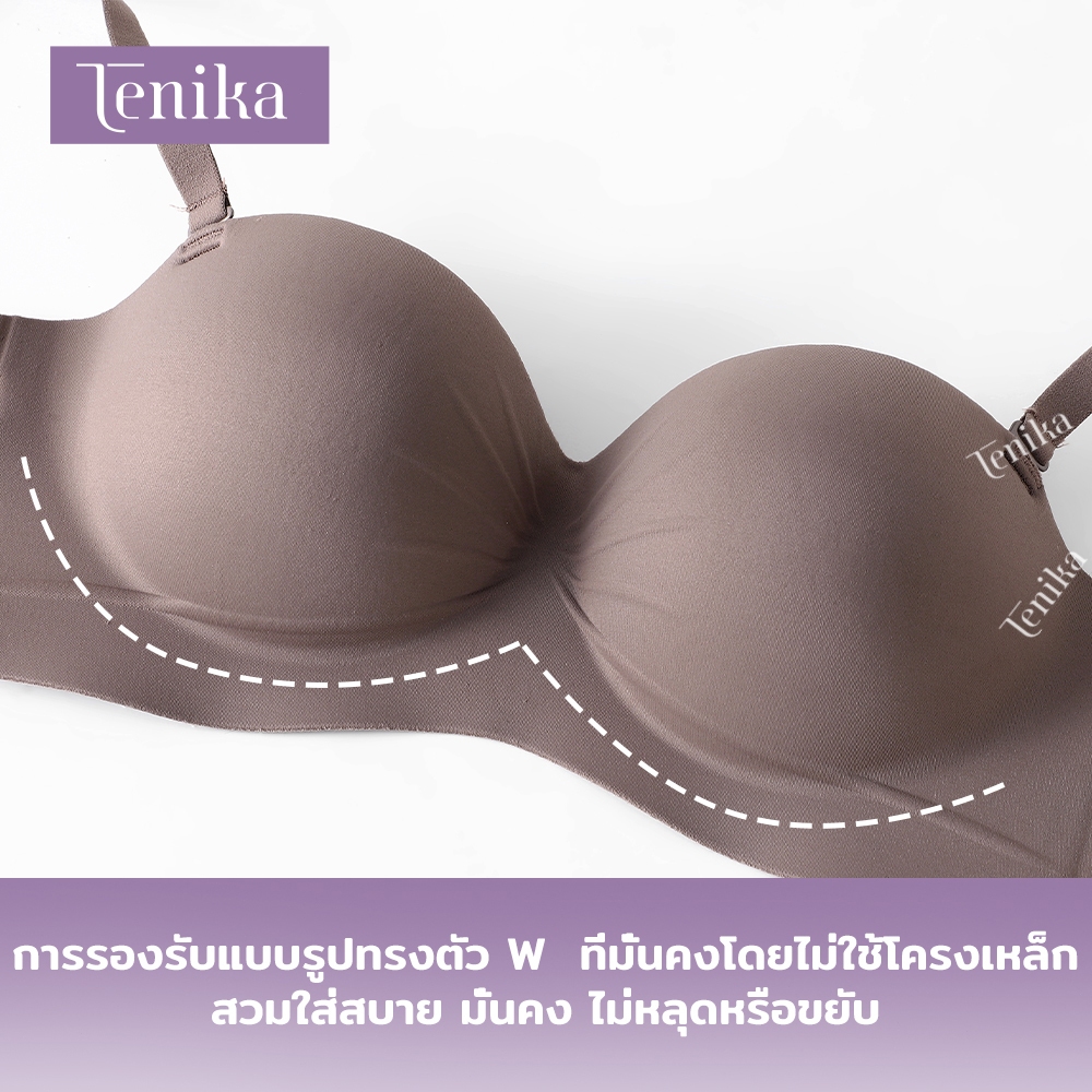 TENIKA เสื้อชั้นในผู้หญิง Strapless Push Up ไร้รอยต่อ สวมใส่สบาย หนา 3 ซม Bra-088 - รูปที่ 4