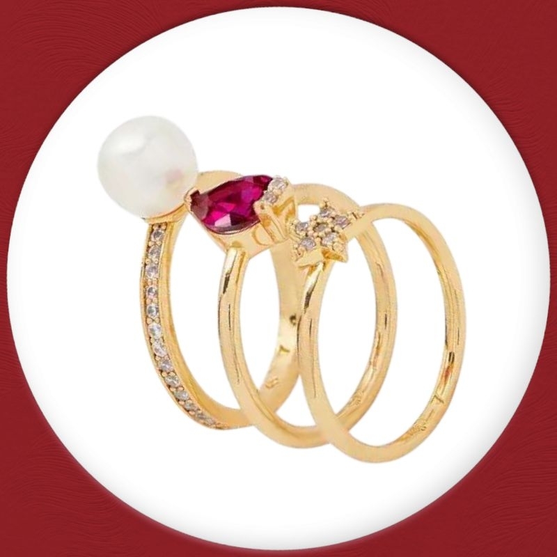 แหวน ซ้อน 3 วง Light Up The Room Stackable Holiday Ring Set แยกใส่ได้ 3วง