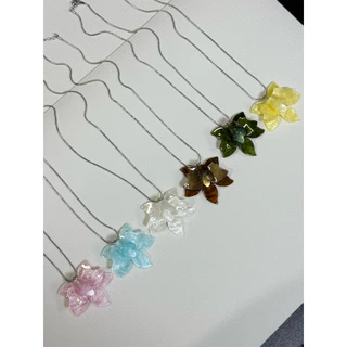 🏝️พร้อมส่ง ส่งเร็ว1-2 วันถึง 𝒇𝒍𝒐𝒘𝒆𝒓 𝒏𝒆𝒄𝒌𝒍𝒂𝒄𝒆 -สร้อยคอดอกไม้ สร้อย+จี้ดอกกล้วยไม้
