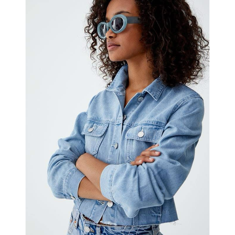 เสื้อแจ็คเก็ตยีนส์ PULL&BEAR Cropped Denim Jacket แท้ 💯% ช้อปไทย