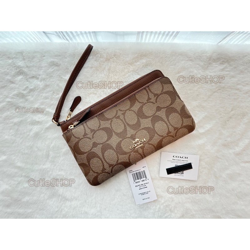 พร้อมส่ง🚛💨กระเป๋าคล้องมือ Coach 2ซิป C5576 Double zip wallet in signature canvas(IME74