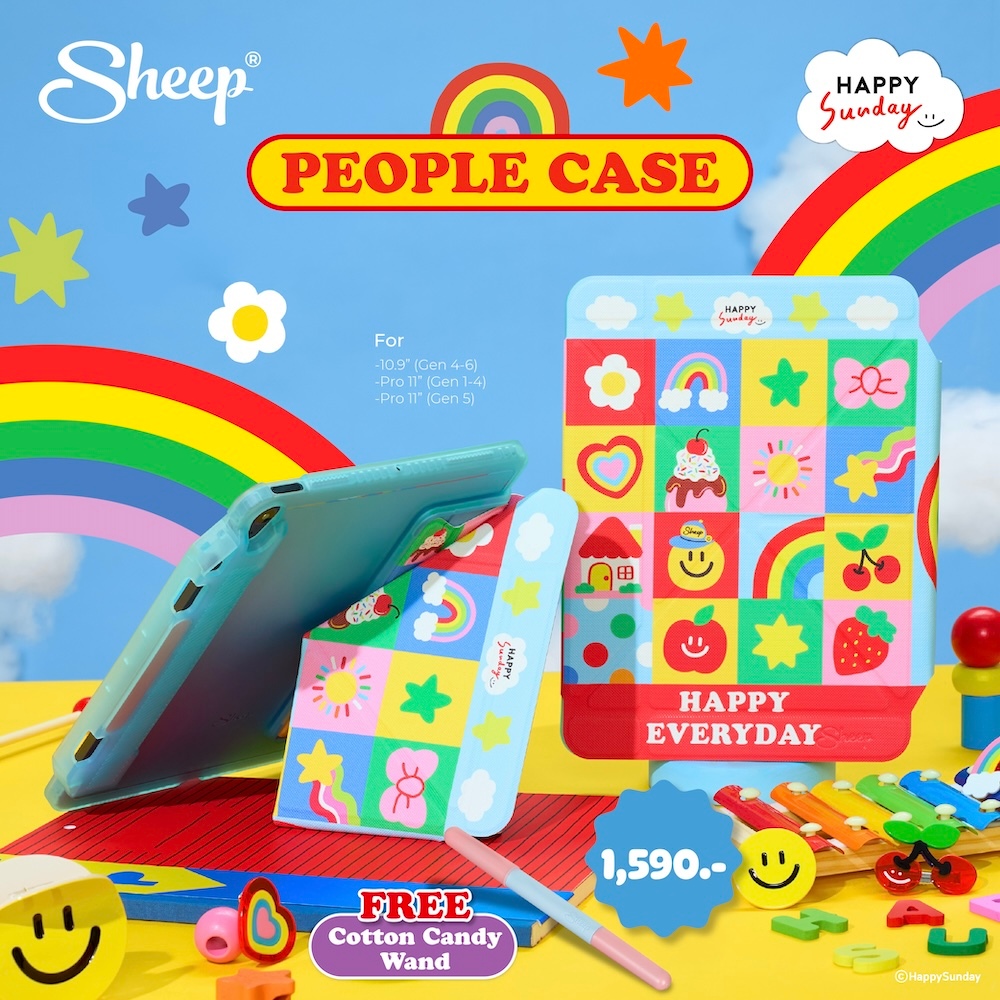 [People Happy Everyday] Happy Sunday x Sheep Limited Collection เคสสำหรับไอแพด Peopleเคสเก็บปลอกปากก