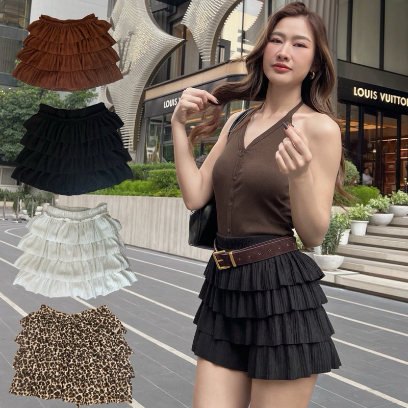 (KP3)กระโปรงขนมชั้น มีซับกางเกงปิดก้นดีมาก