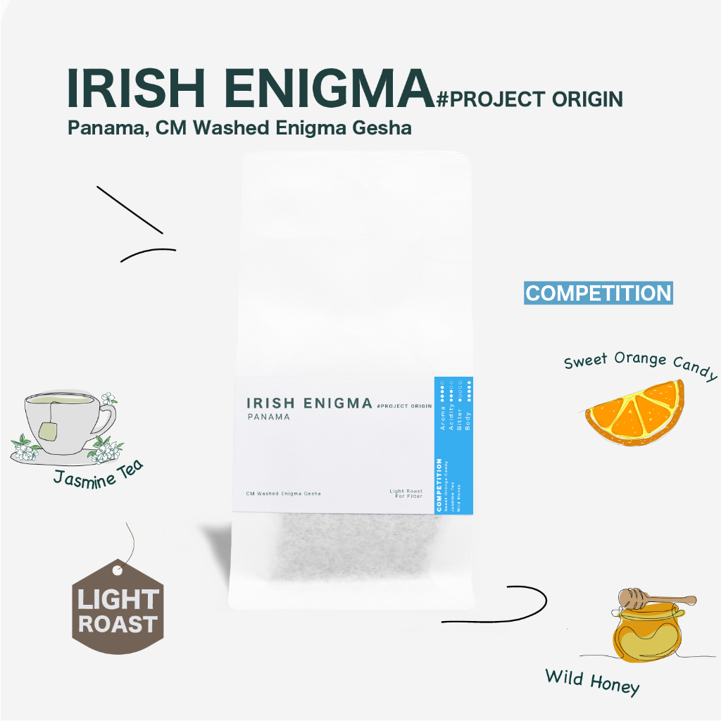 Matori Coffee Roaster เมล็ดกาแฟคั่วอ่อน Panama, Irish Enigma #Project origin CM Washed Enigma Gesha