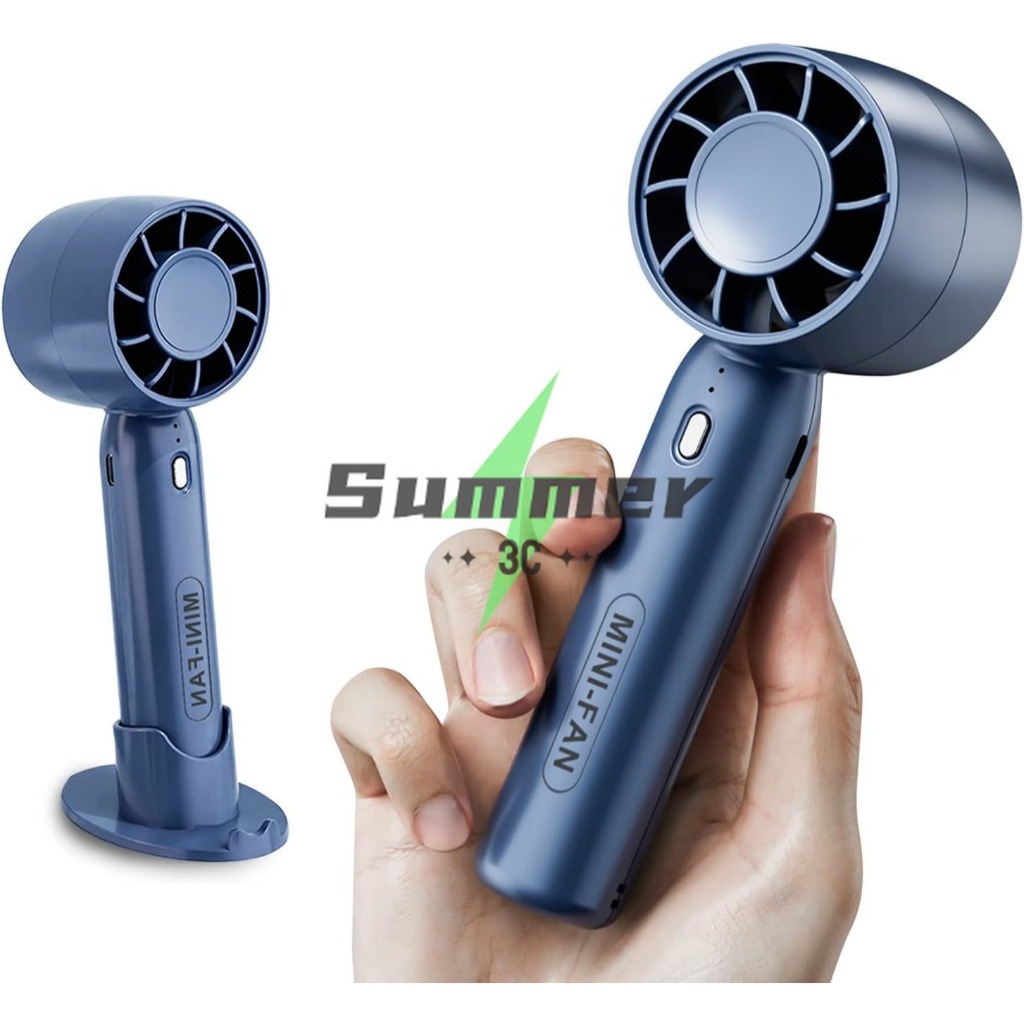 Summer พัดลมมินิแบบพกพา พัดลมมือถือ 3 สปีด แบตเตอรี่ชาร์จ USB น้ำหนักเบาสำหรับใช้ในบ้านและนอกบ้าน เดินทาง สีขาว