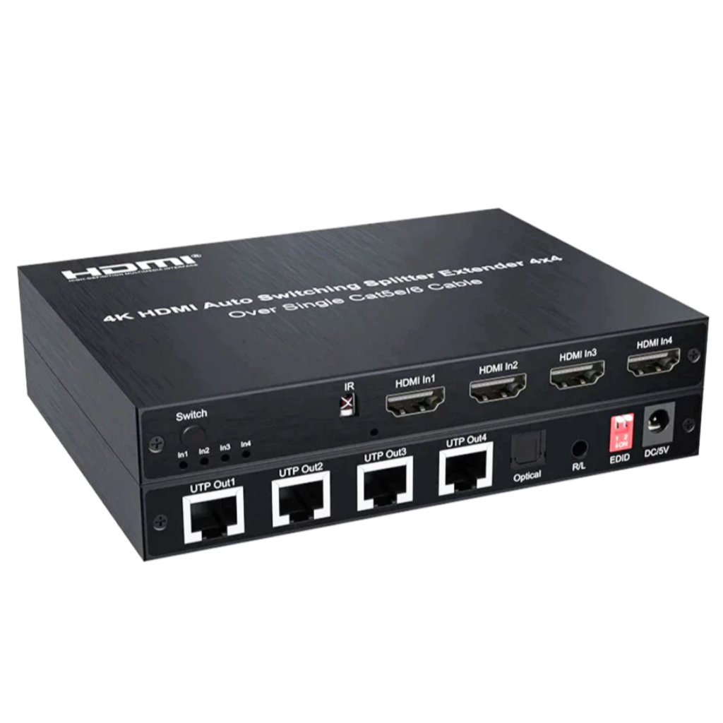 4x4 HDMI 4K Switch Splitter Extender 4 in 4 out over Single Cat5e/6 Cable