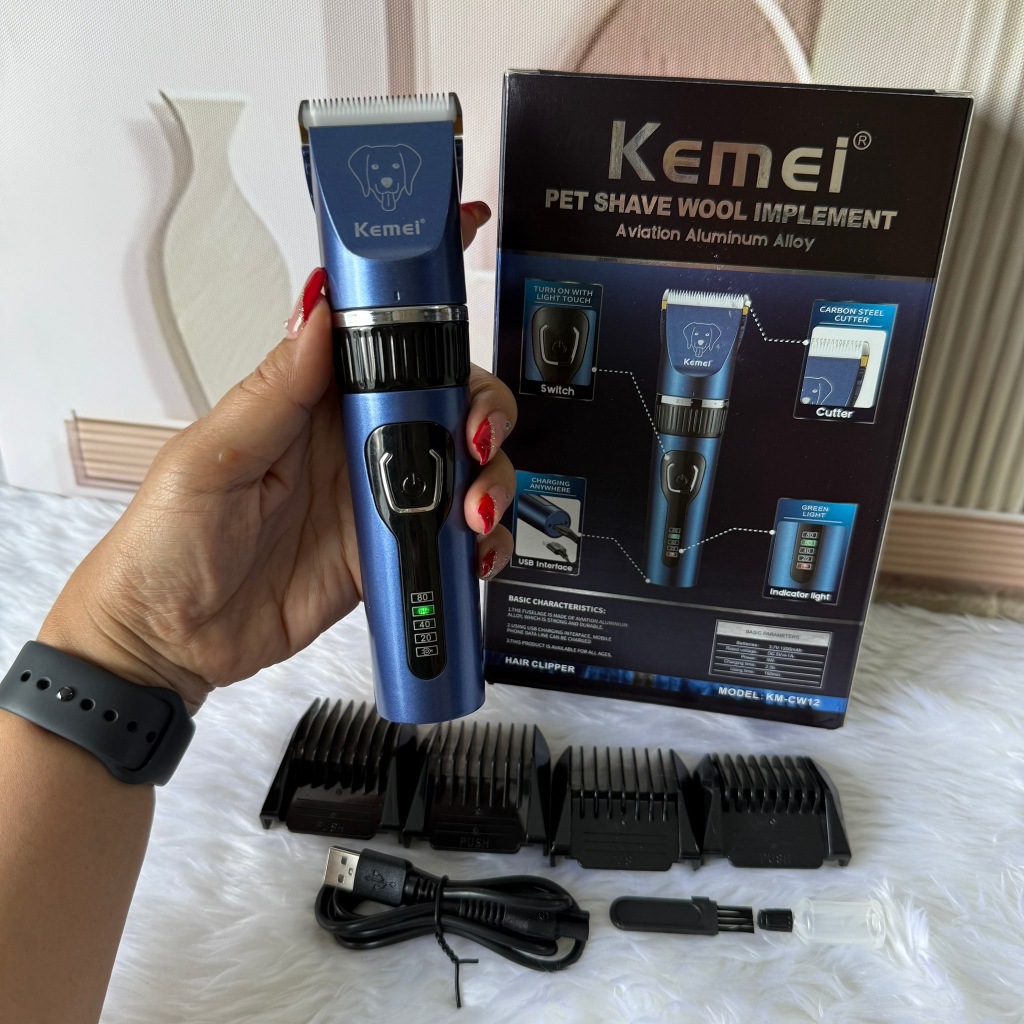 KEMEI ปัตตาเลี่ยน ไร้สาย รุ่น KM-CW12 ตัดขนสุนัข แบตตาเลี่ยนไฟฟ้า ตัดแต่งขนสัตว์ ตัดขนหมาและแมว ของแท้