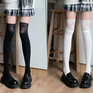 ถุงน่อง JK  ถุงเท้าถัก สไตล์โลลิต้า ขอบลูกไม้ นุ่มและสะดวกสบ…