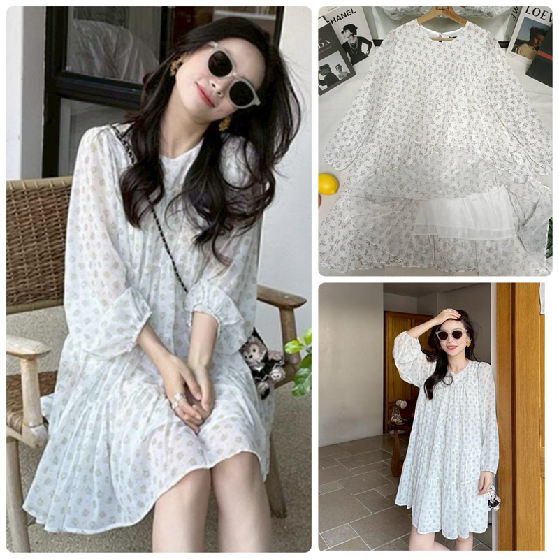 เดรสสั้น อก46ยาว36 ชีฟองบางบาง YPY