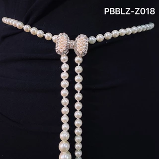 เข็มขัดไข่มุกเส้นเดียว ใส่ได้ทั้งสร้อยคอและเข็มขัด ประดับคอและเอวได้ ยาว 43 นิ้ว