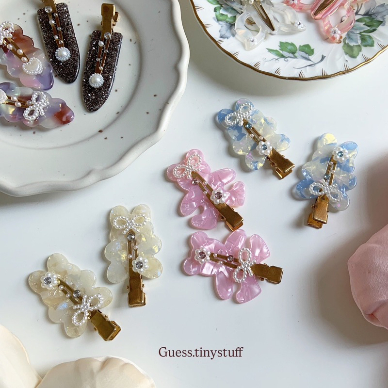ส่งด่วนได้ 🎟️💍 กิ๊บติดผมไม่ทิ้งรอย 🌟 ➰🦋🍮 GTN. x Another Pearly Glamour on Cloud Hair Clip 🌟🍎🍧 กิ๊บเตารีด
