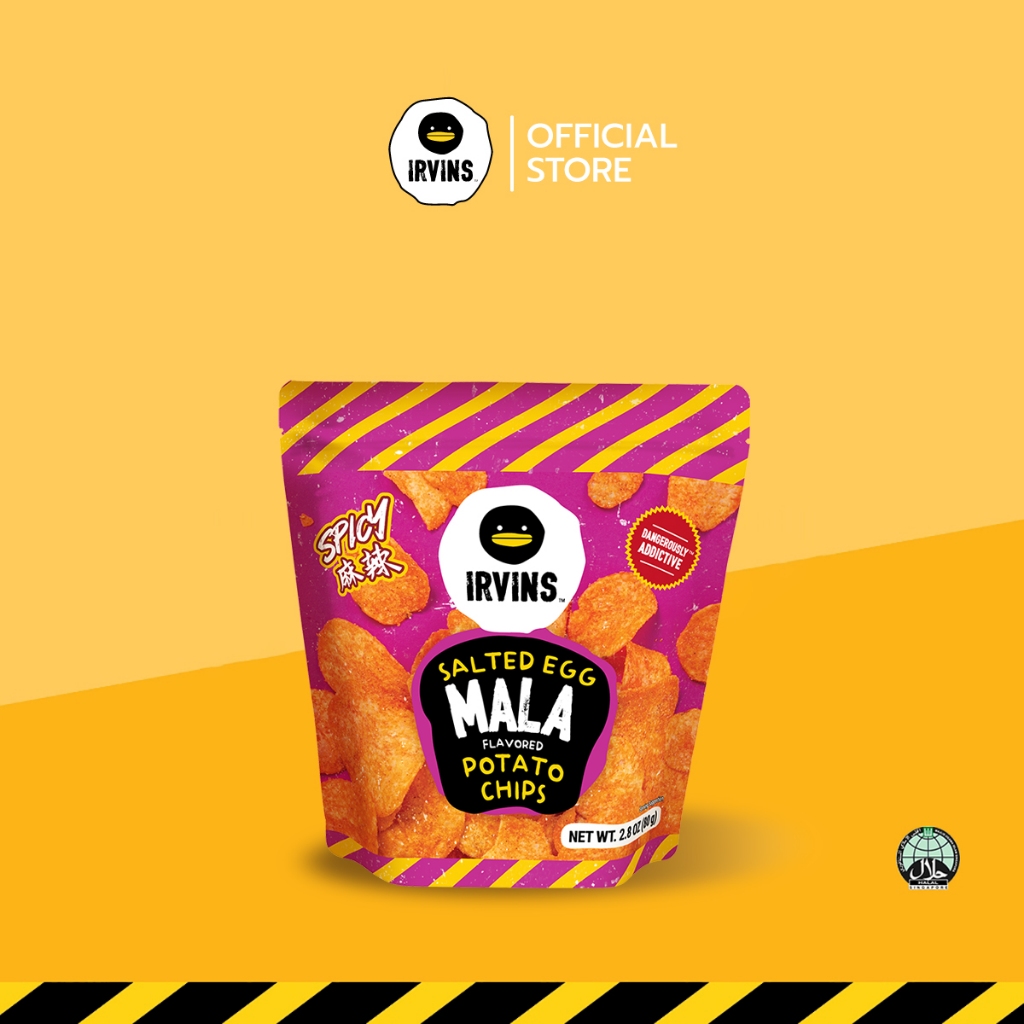 IRVINS มันฝรั่งทอดกรอบ รสหมาล่าไข่เค็ม (Mala Flavored Potato Chips) ขนาด 80 g