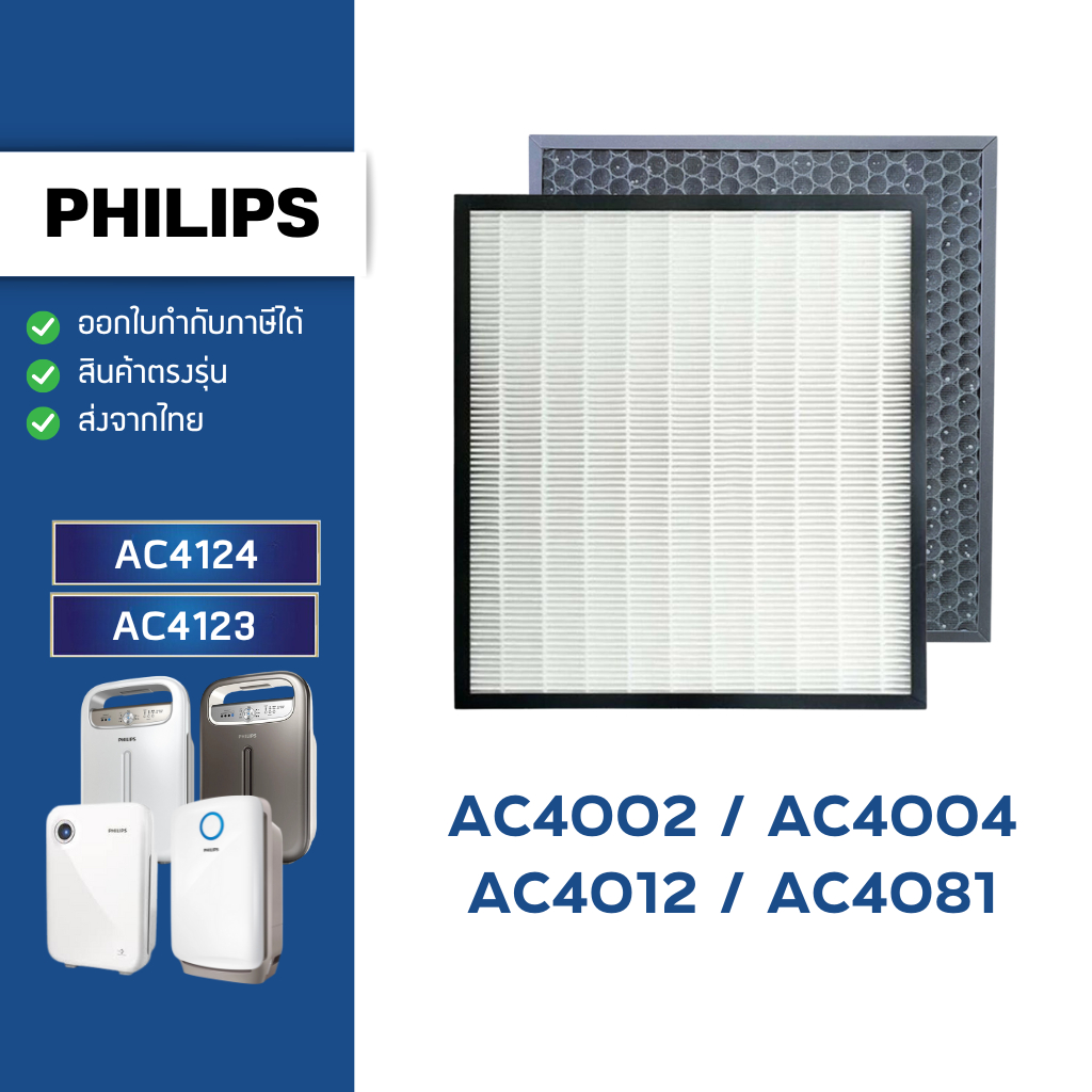 แผ่นกรองอากาศ PHILIPS รุ่น AC4002/ AC4004/ AC4012 / AC4081 ฟิลเตอร์ ไส้กรองอากาศ FY4124 / FY4123