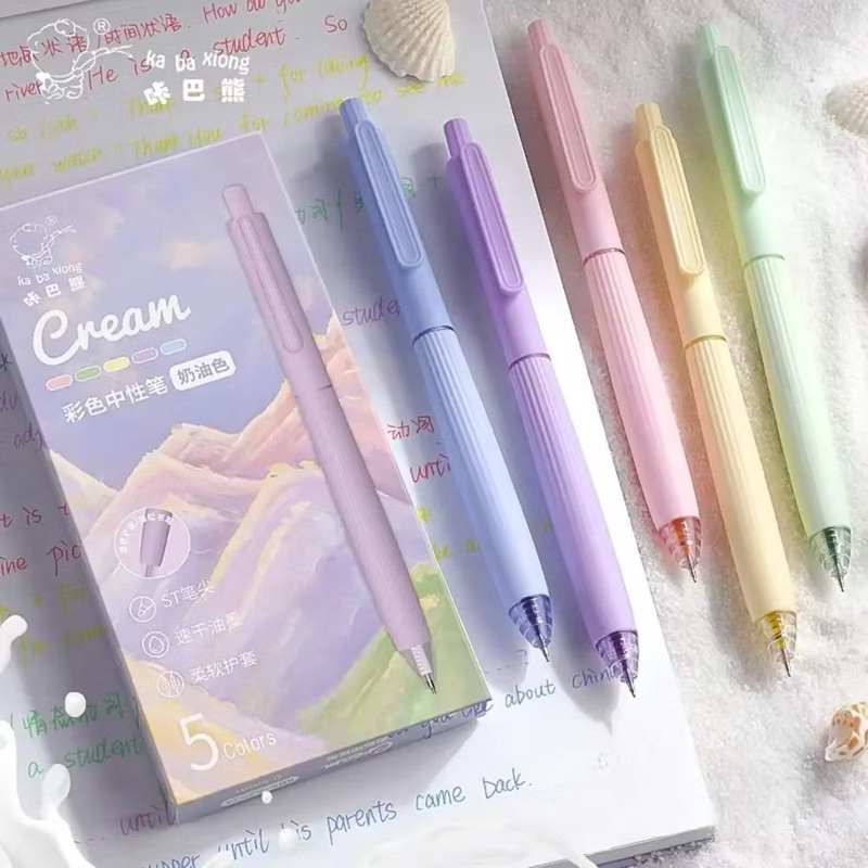ปากกาหลากสี มี3แบบ 5ชิ้น/กล่อง หมึก5สี สีตามภาพเลย หมึกเข้มเขียนลื่น