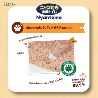 Nyantomo Clean Toilet ทรายแมวไม้สน ดับกลิ่นและแอนตี้แบค ฝุ่นน้อย เนียนโตโมคลีนทอยเล็ท ขนาดเม็ดเล็ก S 4mm : 4.4 ลิตร