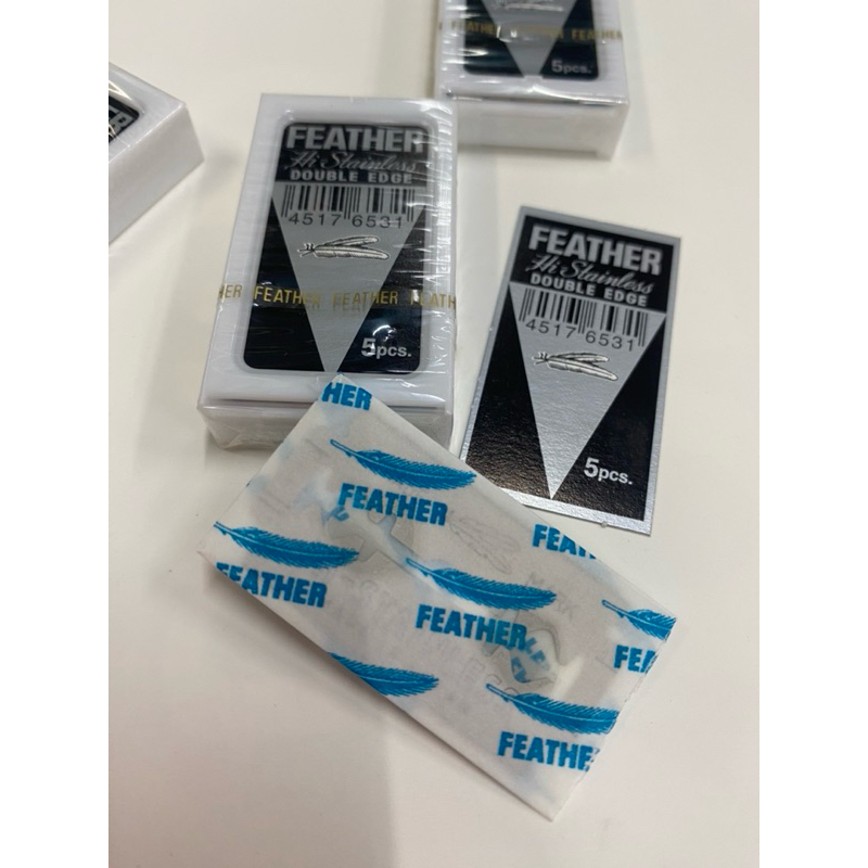 1 ใบ ใบมีดโกน 2 คม ตราขนนก ของแท้ FEATHER