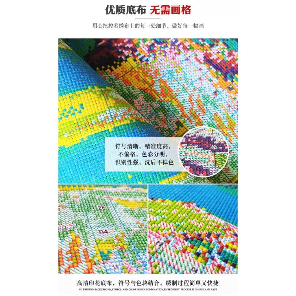 *พร้อมส่ง*ชุดปักครอสติช ลายนกน้อยเกาะกิ่งซากุระ (ปักเต็มผืนผ้า ไม่มีเดินเส้นผ้า11CTพิมพ์ลาย ปัก 3 เส้นเล็ก)ขนาด 60*60 ซม - รูปที่ 6