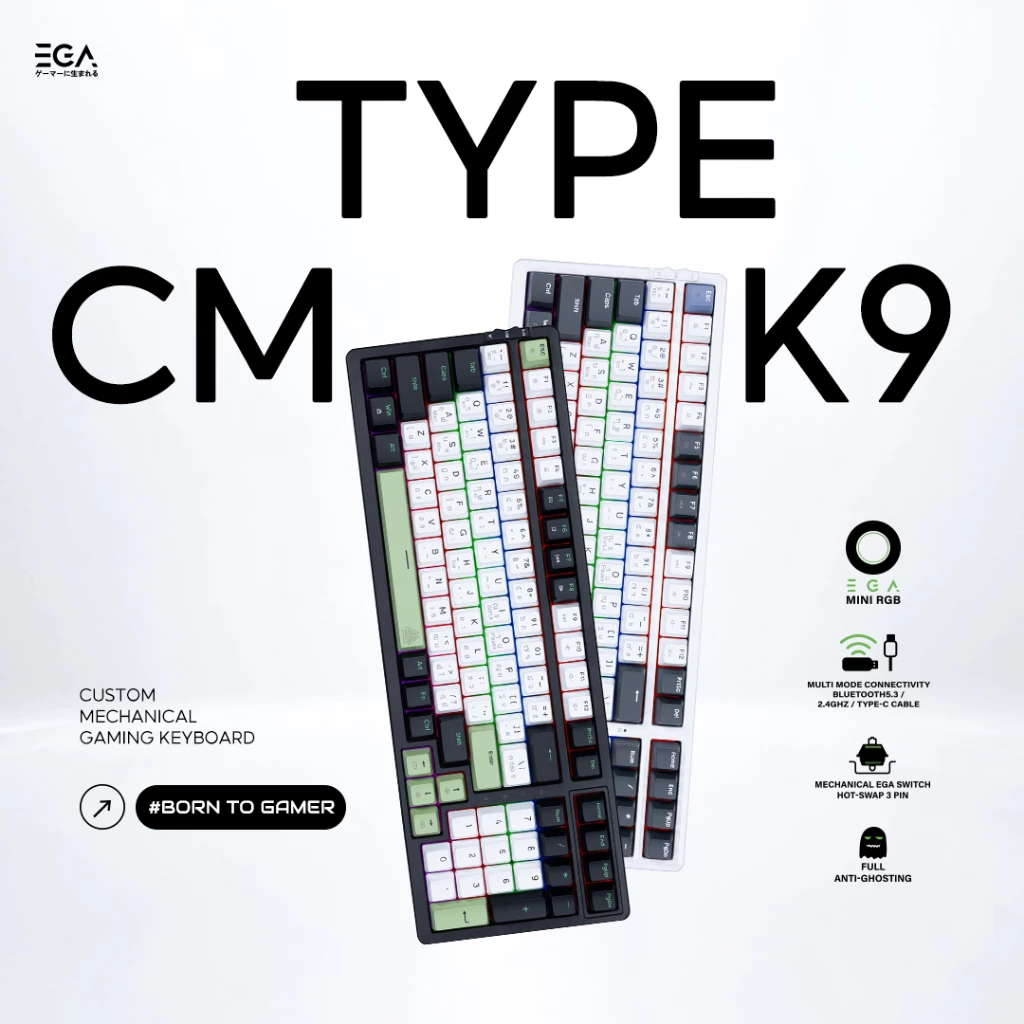 EGA CMK9 คีย์บอร์ดไร้สายใช้งาน 3 โหมด ขนาด96% Hot Swap 3 Pin Mini RGB ประกัน 2 ปี thumbnail 3