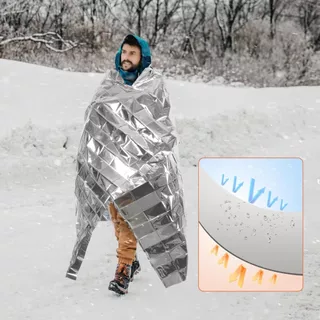 ผ้าห่มฉุกเฉิน ผ้าห่มอวกาศ ขนาด160*210ซม emergency rescue blanket แผ่นสะท้อนแสง กันน้ำกันลม
