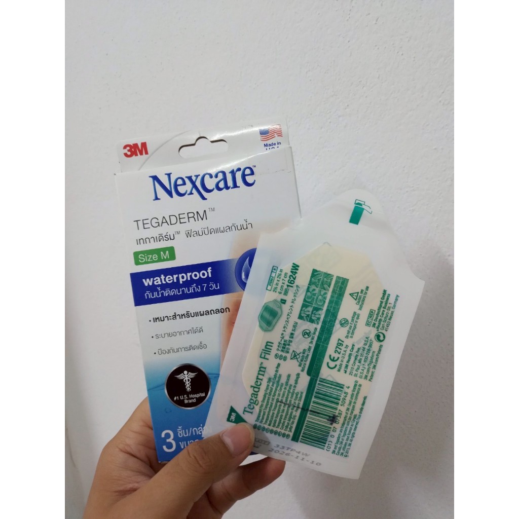 3เอ็ม เน็กซ์แคร์ เทกาเดิร์ม ฟิลม์ปิดแผลกันน้ำ พร้อมแผ่นซับแผล 3M Nexcare Tegaderm+Pad ไซส์ M : ขนาด 6 x 7 ซม.