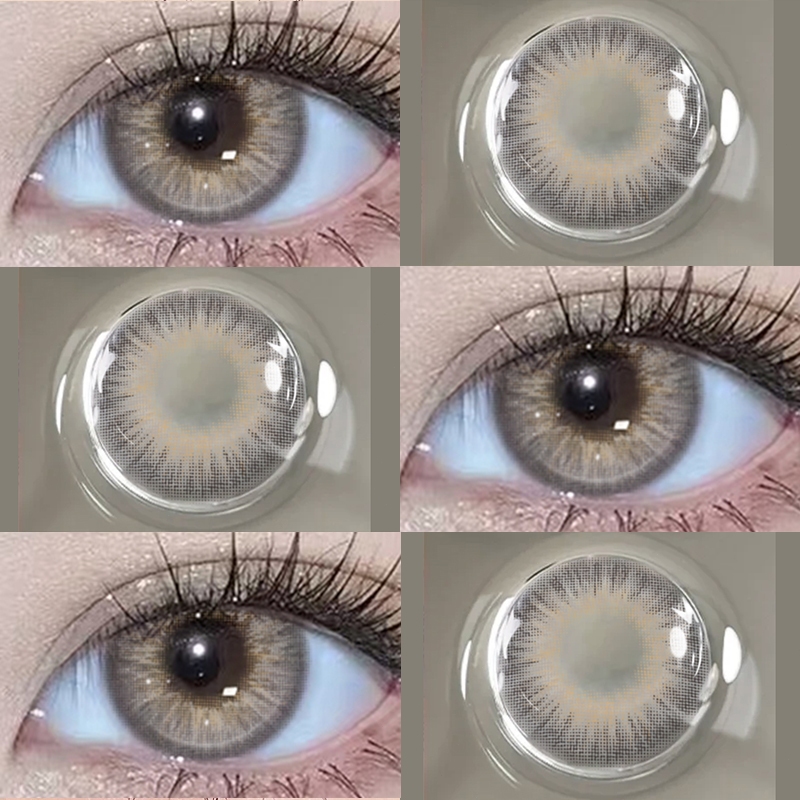 (มีค่าสายตา:0°-800°)คอนแทคเลนส์สายตาสั้นขายดี 1คู่ สีเทาน้ำตาล 1ปี 14mm มินิคอนแทคเลนส์สี จัดส่งฟรี