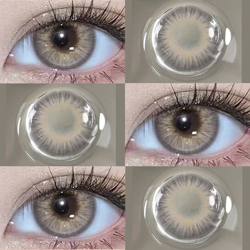 (มีค่าสายตา:0°-800°)คอนแทคเลนส์สายตาสั้นขายดี 1คู่ สีเทาน้ำตาล 1ปี 14mm มินิคอนแทคเลนส์สี จัดส่งฟรี