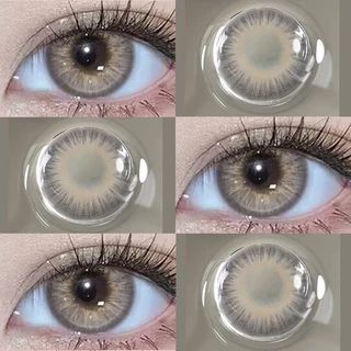 (มีค่าสายตา:0°-800°)คอนแทคเลนส์สายตาสั้นขายดี 1คู่ สีเทาน้ำตาล 1ปี 14mm มินิคอนแทคเลนส์สี จัดส่งฟรี