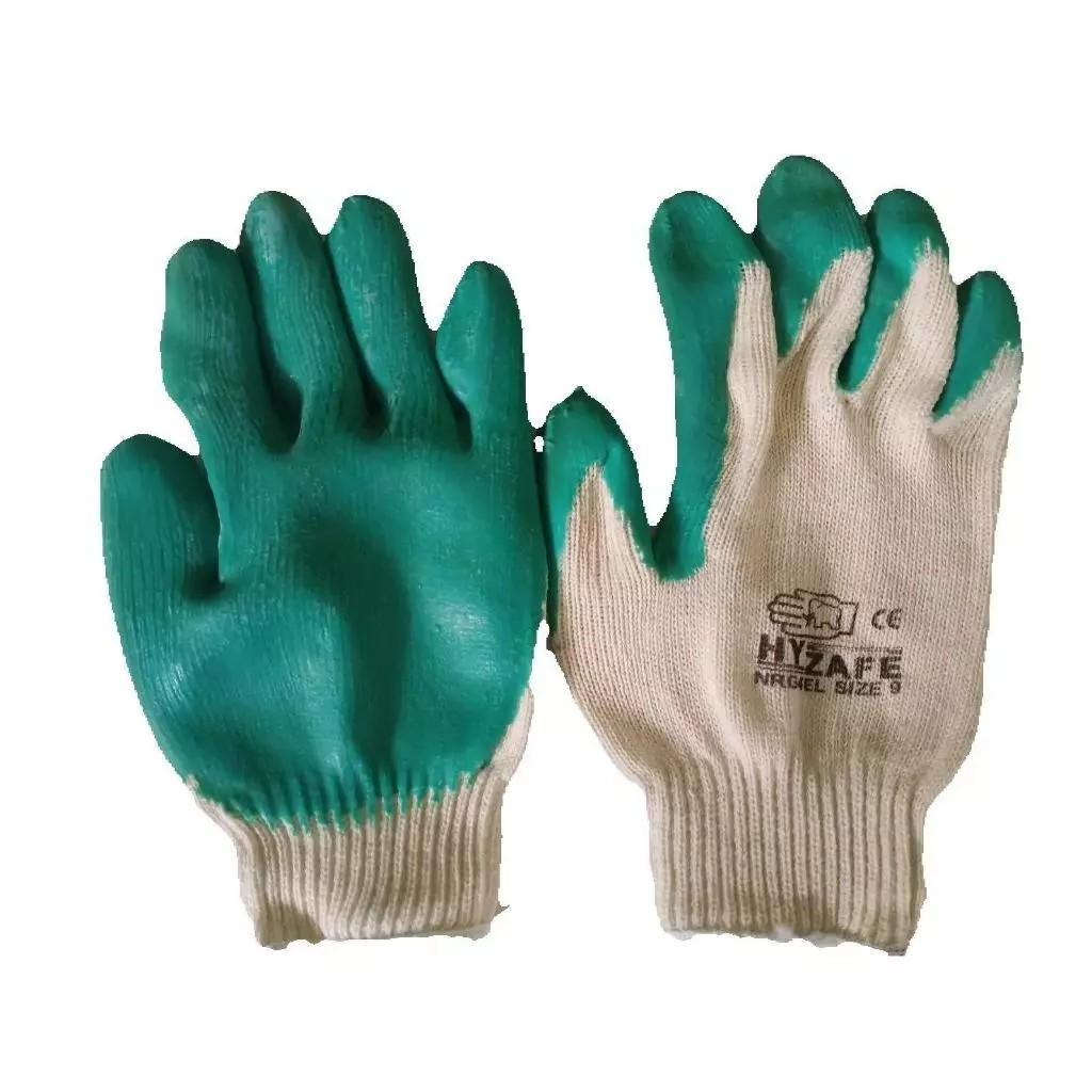 ถุงมือผ้าเคลือบยางพารา สีเขียว เบอร์ 9 (12คู่/แพค)