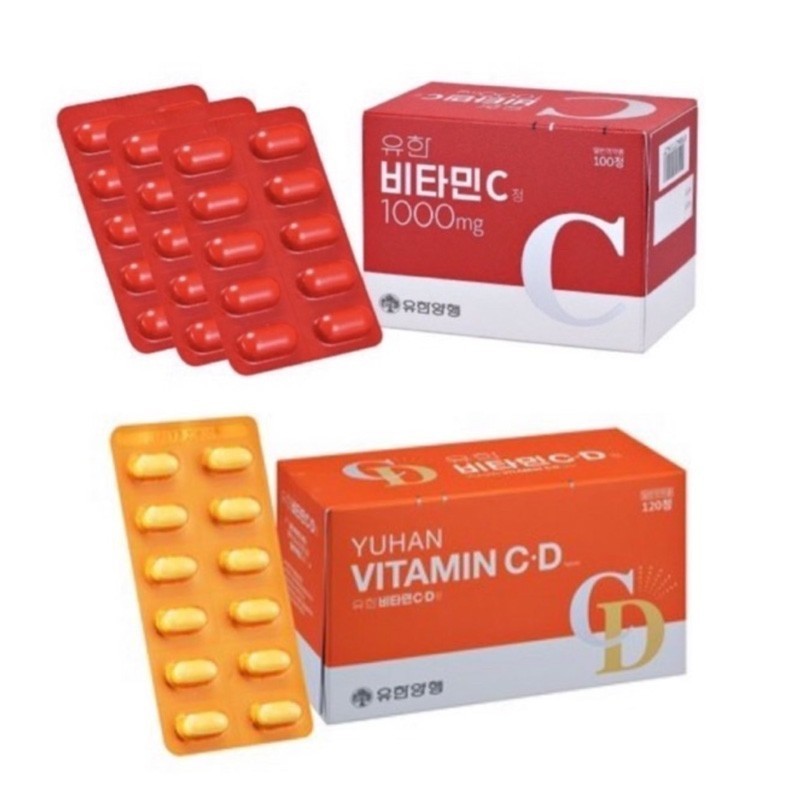 (☁️แท้/พร้อมส่ง☁️) Yuhan Vitamin C 1000mg / Yuhan Vitamin C+D วิตามินซีพี่จุน วิตามินซีตัวดังในตำนาน