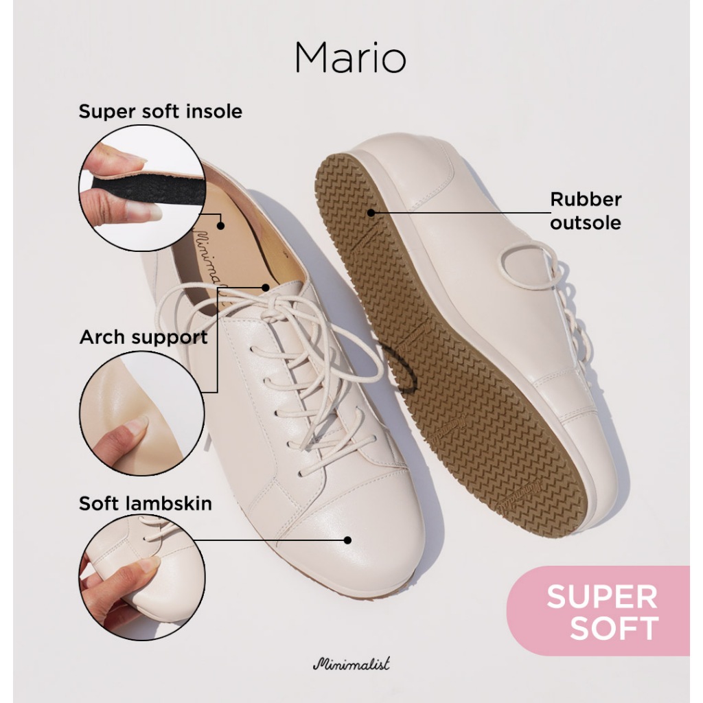 𝐌𝐈𝐍𝐈𝐌𝐀𝐋𝐈𝐒𝐓 รองเท้าผ้าใบหนังแกะแท้ รุ่น Mario (off-white) ซัพพอร์ตแบบ x 2