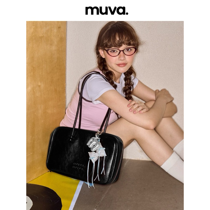 MUVA (โค้ดลด20%)🩷🚛พร้อมส่งจากไทย Tan🩷 genuine leather large capacity Boston bag preorder 7-14 วัน แท้100%จากชอป - รูปที่ 5